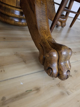 Load image into Gallery viewer, Antique Oak Paw Foot Table and Chairs
